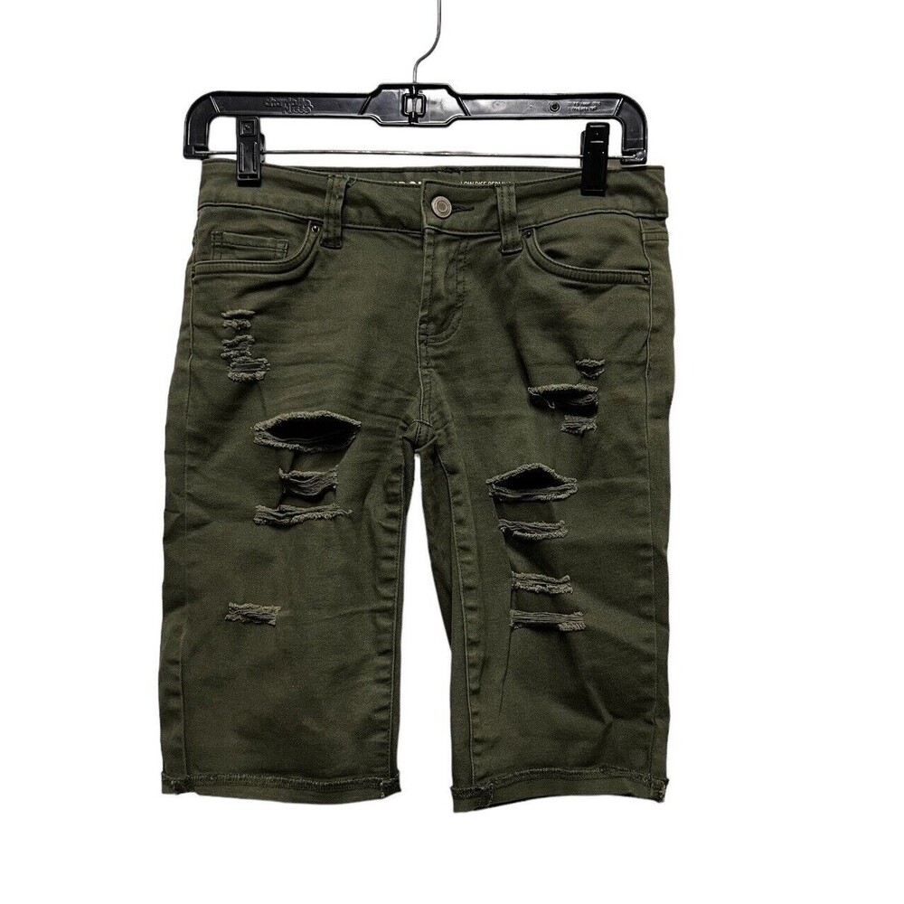 BKJ Sws X London Shorts Women Size 1 27 Bermuda Low Rise Green Denim Jean‎